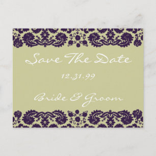 Carte Postale Faire-part Damask Purple Mariage