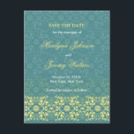 Carte Postale Faire-part Damask Swirls Lace Peacock Enregistrer La Date Car<br><div class="desc">Conçu par fat*fa*tin. Facile à customiser avec votre propre texte,  photo ou image. Pour des demandes personnalisées,  veuillez contacter fat*fa*tin directement. Des frais personnalisés s'appliquent. www.zazzle.com/fat_fa_tin www.zazzle.com/color_therapy www.zazzle.com/fatfatin_blue_knot www.zazzle.com/fatfatin_red_knot www.zazzle.com/fatfatin_mini_me www.zazzle.com/fatfatin_box www.zazzle.com/fatfatin_design www.zazzle.com/fatfatin_ink</div>