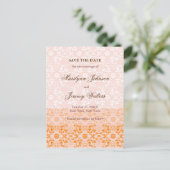 Carte Postale Faire-part Damask Swirls Lace Sorbet Enregistrer La Date Cart (Debout devant)