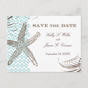 Carte Postale Faire-part Damask Tropical Enregistrer l'annonce de date
