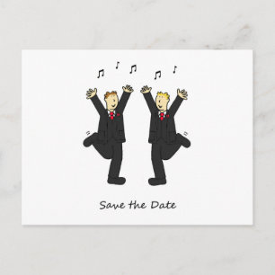 Carte Postale Faire-part Dancing Grooms Enregistrer le dessin Date