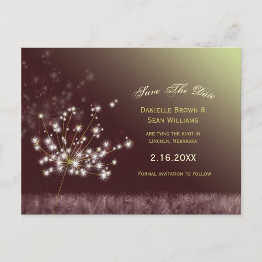Carte Postale Faire-part Dandelion souhaite mariage Enregistrer la date (Devant)