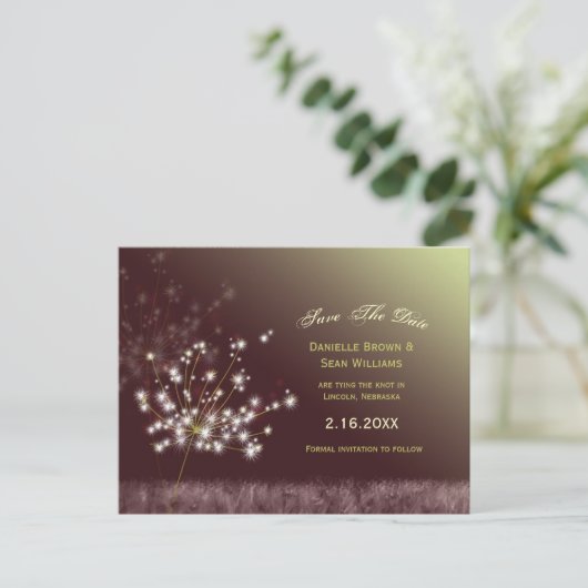 Carte Postale Faire-part Dandelion souhaite mariage Enregistrer la date (Debout devant)