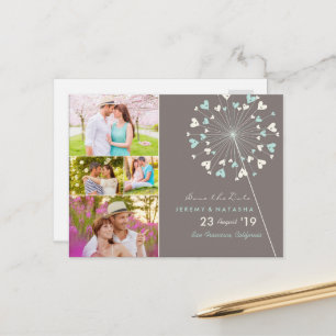 Carte Postale Faire-part Dandelions Love Hearts 4 Multi Photo Enregistrer L