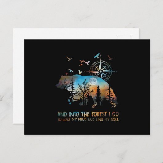 Carte Postale Faire-part Dans La Forêt, J'Ai Perdu L'Esprit (Devant / Derrière)