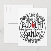 Carte Postale Faire-part Danse comme Frosty Shine comme Rudolph Noël (Devant / Derrière)
