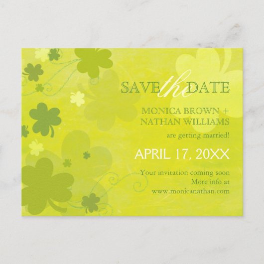 Carte Postale Faire-part Danse Shamrocks mariage Enregistrer la date (Devant)