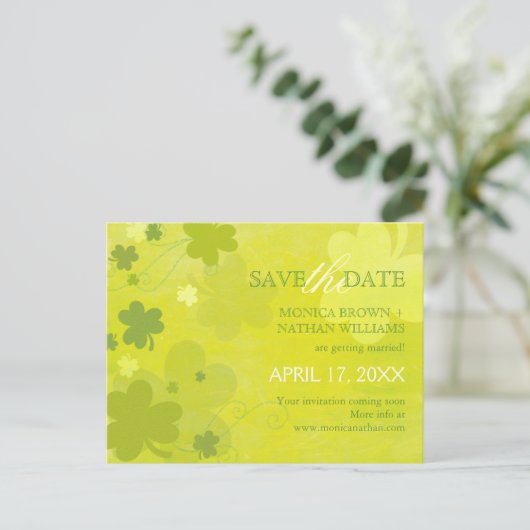 Carte Postale Faire-part Danse Shamrocks mariage Enregistrer la date (Debout devant)