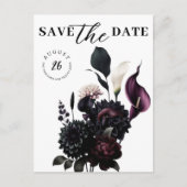 Carte Postale Faire-part Dark Moody Mariage floral romantique Enregistrer l (Devant)