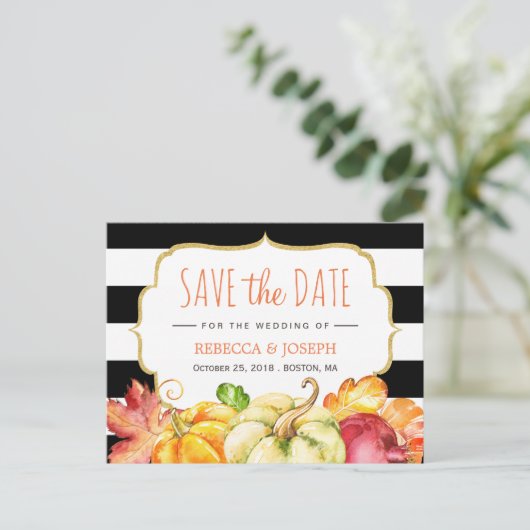 Carte Postale Faire-part Date d'automne à sauvegarder - Feuilles d'érable c (Debout devant)