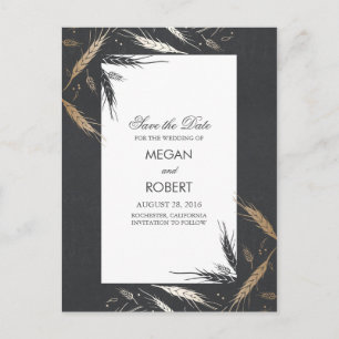 Carte Postale Faire-part Date d'automne moderne en or à sauver