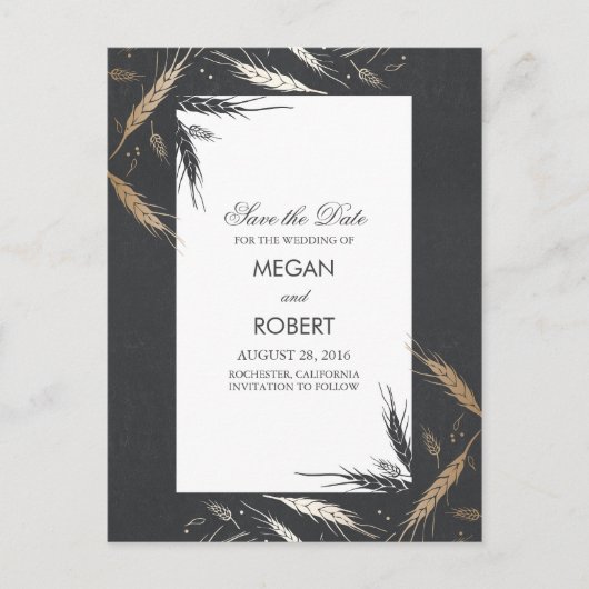 Carte Postale Faire-part Date d'automne moderne en or à sauver (Devant)