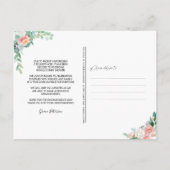 Carte Postale Faire-part Date de la Baby Shower reportée Fleurs rose pâle (Dos)