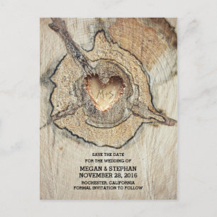 Carte Postale Faire-part Date de mariage à la campagne en bois rustique en 