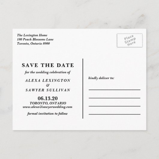 Carte Postale Faire-part Date de mariage découpée Photo verticale Enregistr (Dos)