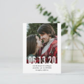 Carte Postale Faire-part Date de mariage découpée Photo verticale Enregistr (Debout devant)