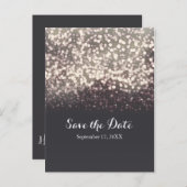 Carte Postale Faire-part Date de mariage grise romantique avec lumières sci (Devant / Derrière)