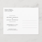 Carte Postale Faire-part Date de mariage moderne avec photo et lettrage man (Dos)