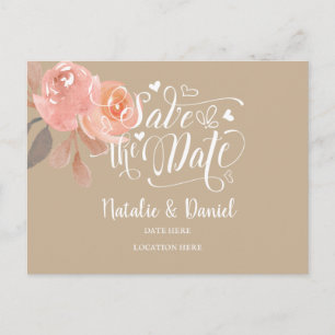 Carte Postale Faire-part Date de mariage personnalisée avec fleurs