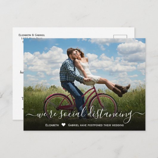 Carte Postale Faire-part Date de mariage reportée Photo simple (Devant / Derrière)