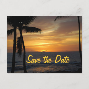 Carte Postale Faire-part Date de mariage tropicale de palmiers