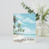 Carte Postale Faire-part Date de sauvegarde de mariage de destination plage (Debout devant)