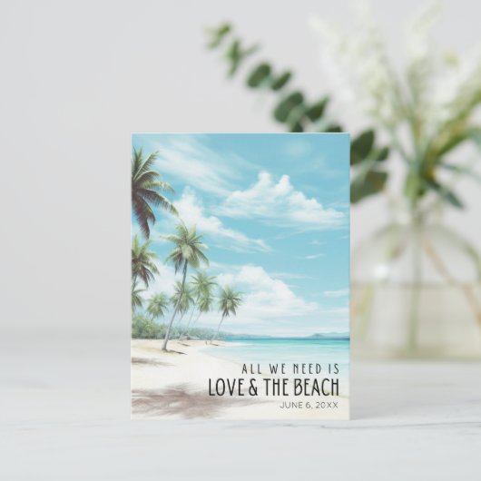 Carte Postale Faire-part Date de sauvegarde de mariage de destination plage (Debout devant)