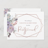 Carte Postale Faire-part Date du Mariage Reportée Fleurs Géométriques Modif (Devant / Derrière)