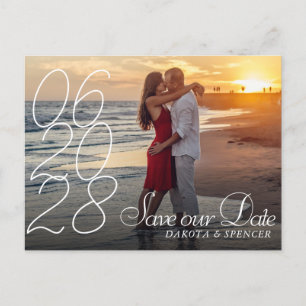 Carte Postale Faire-part Date moderne de sauvegarde de photo de script manu