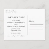 Carte Postale Faire-part Date moderne de sauvegarde de photo de script manu (Dos)