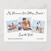 Carte Postale Faire-part Date Personnalisée Moderne avec Photo de 3 Chiens (Devant)