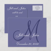 Carte Postale Faire-part Date, Prénoms, Monogramme initial Enregistrer la d (Devant / Derrière)