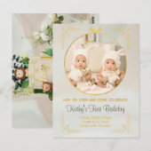 Carte Postale faire part de 1er anniversaire de jumeaux (Devant / Derrière)