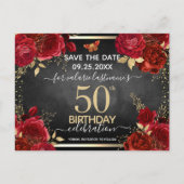 Carte Postale Faire-part de 50e anniversaire avec roses rouges (Devant)