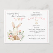 Carte Postale Faire-part de Baby Shower Fille aux Fleurs Roses L (Devant)