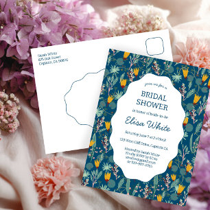 Carte Postale Faire-part de Baby Shower Floral Jardin de Mariée