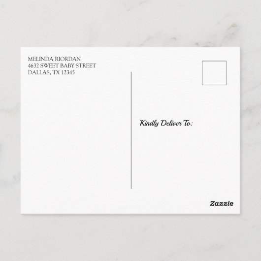 Carte Postale Faire-part de baptême garçon croix or bleu élégant (Dos)