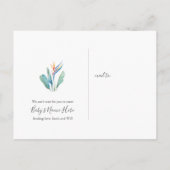 Carte Postale Faire-part de bébé à fleurs tropicales neutres sel (Dos)