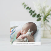 Carte Postale Faire-part de bébé à fleurs tropicales neutres sel (Debout devant)