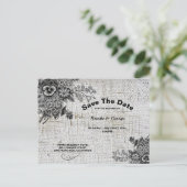 Carte Postale Faire-part De belles fleurs grises et noires sauvent la date (Debout devant)