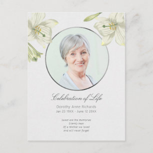 Carte Postale Faire-part de célébration de vie avec photo et fle