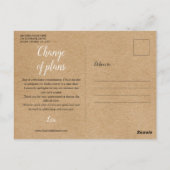 Carte Postale Faire part de changement de date de mariage Rustic (Dos)