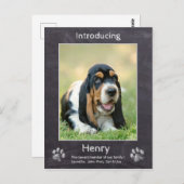 Carte Postale Faire-part de chiot - Chalkboard Nouveau Chien de (Devant / Derrière)