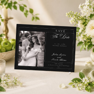 Carte Postale Faire-part de date de mariage à l'encre noire clas