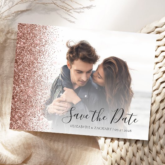 Carte Postale Faire part de date de mariage avec bordure paillet