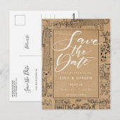 Carte Postale Faire part de date de mariage rustique avec chats (Devant / Derrière)