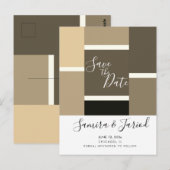 Carte Postale Faire part de date de sauvegarde Tons Marron Blocs (Devant / Derrière)