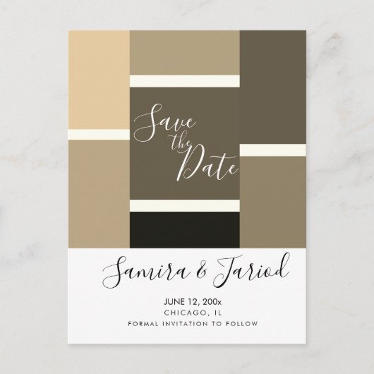 Carte Postale Faire part de date de sauvegarde Tons Marron Blocs (Devant)
