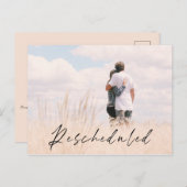 Carte Postale Faire-part de date Mariage photo reprogrammé (Devant / Derrière)