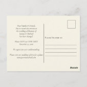 Carte Postale Faire-part de date Mariage photo reprogrammé (Dos)